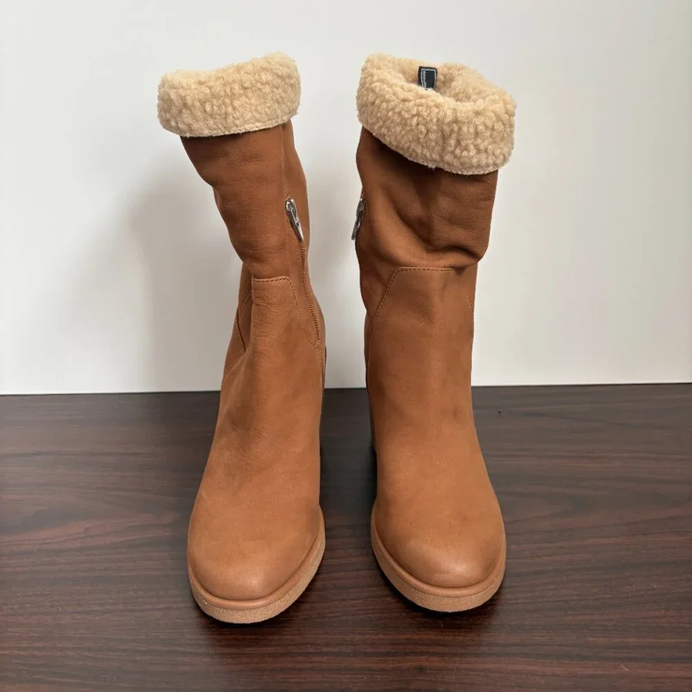 Dolce Vita Caddie Plush Boots Praline 7.5 Sherpa Lined Slouchy Après Ski Boho